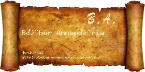 Báber Annamária névjegykártya